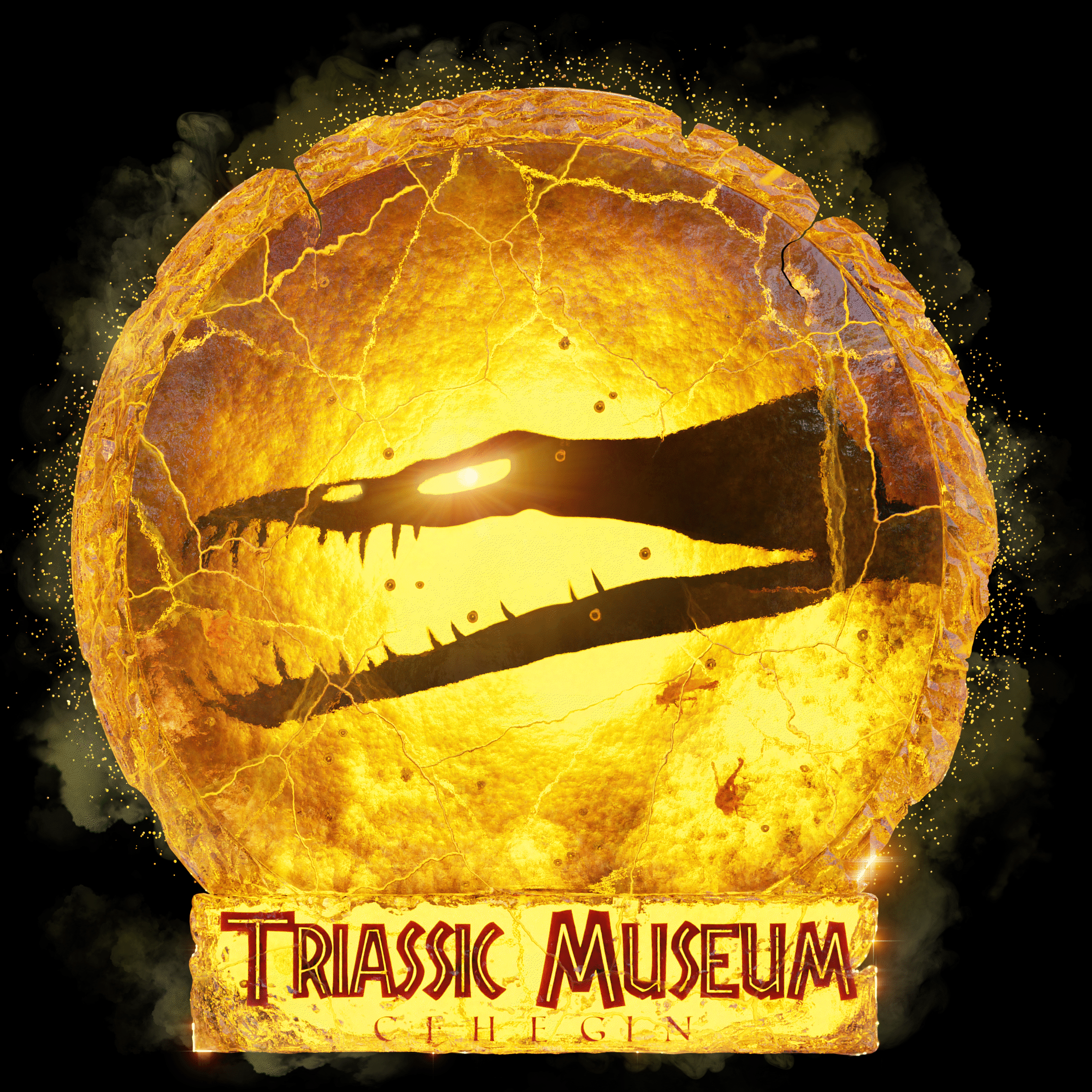 Fósil_lariosaurio_triásico_en_ámbar_inspirado_en_Jurassic_Park