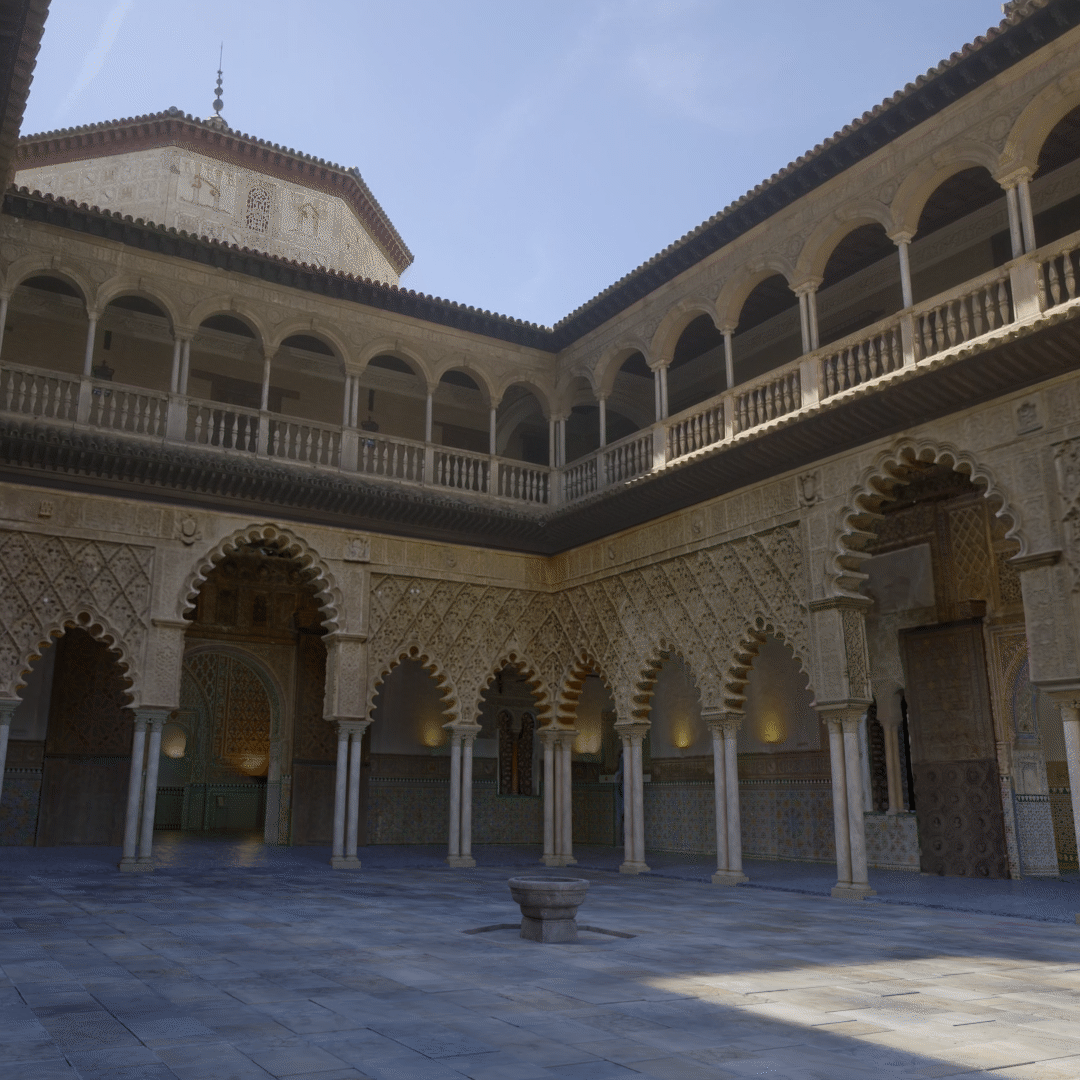 Intégration virtuelle en 3D du paviment et de la fontaine du Patio de las Doncellas 4 Integración Virtual en 3D del Patio de las Doncellas Cuadrado